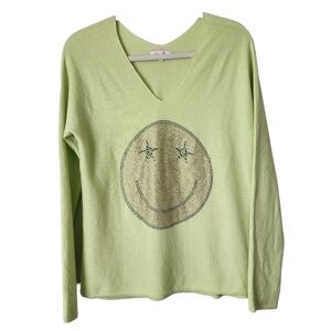 ROSA VON SCHMAUS 100% Cashmere‎ sweater bling starry-eyed knit sweater in lime M